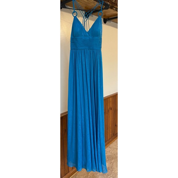 Womens Aidan Mattox Blue Sparkly Spaghetti Strap Long Maxi‎ Gown Dress 6 - Picture 12 of 12